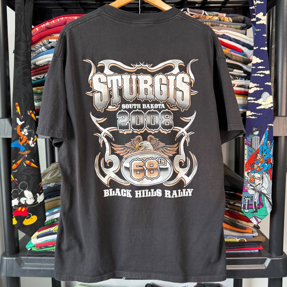 2000s Black Sturgis 2008 68th Black Hills Rally Graphic T-Shirt XL
